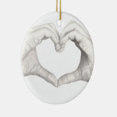 Handen in vorm van een hart keramisch ornament (Rechts)