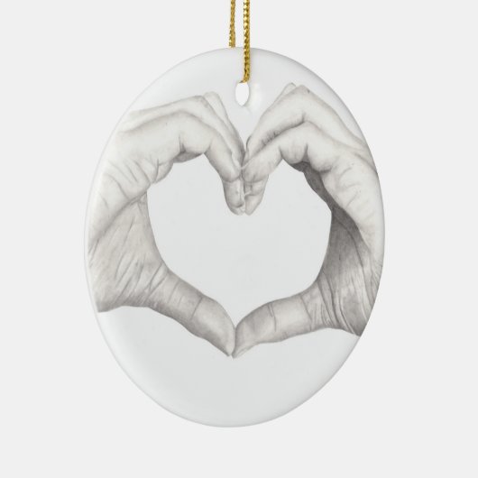 Handen in vorm van een hart keramisch ornament (Rechts)