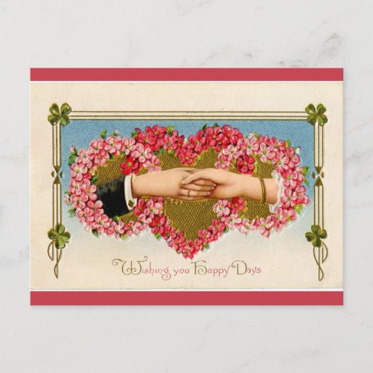  handen komen samen via Floral Hoops Valentijn Briefkaart (Voorkant)