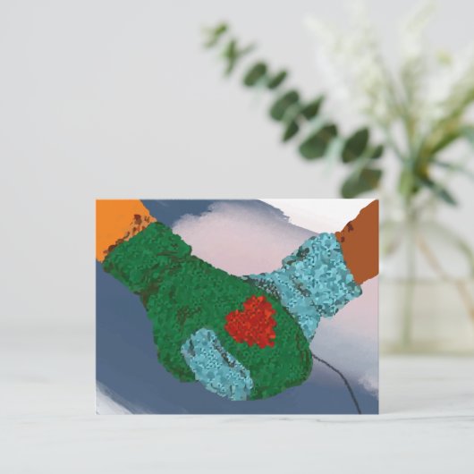 Handen koppelen, kunstafdrukken maken, valentijn g briefkaart (Staand voorkant)