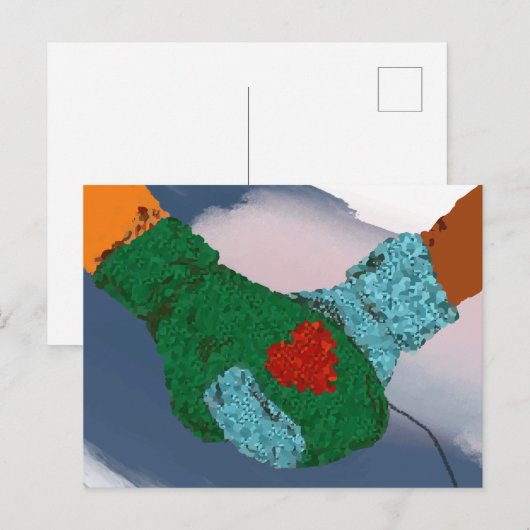 Handen koppelen, kunstafdrukken maken, valentijn g briefkaart (Voorkant / Achterkant)