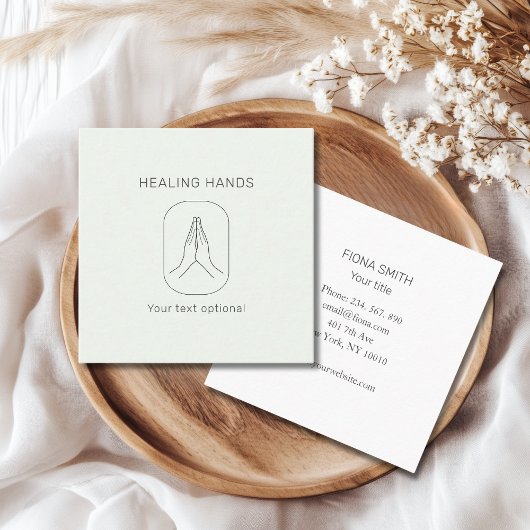 Handen Lichtgroen Grijs Vierkante Visitekaartje