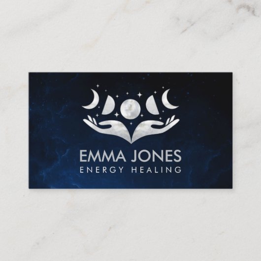 Handen - Maan - Moeder van Parelpleister en Zilver Visitekaartje (Voorkant)