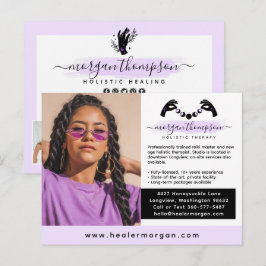 Handen & Maanfase Massage Reiki Logo Marketing Briefkaart