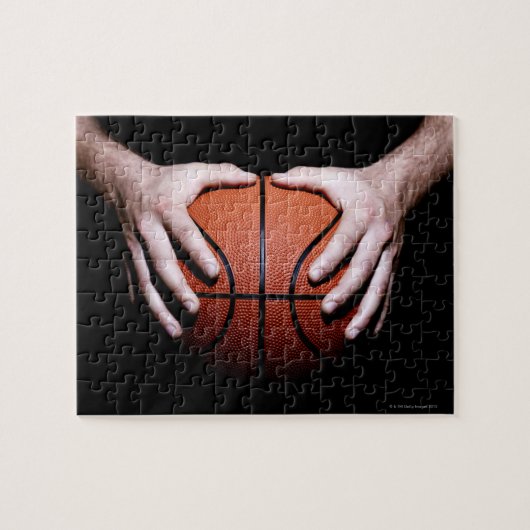 Handen met basketbal legpuzzel (Horizontaal)