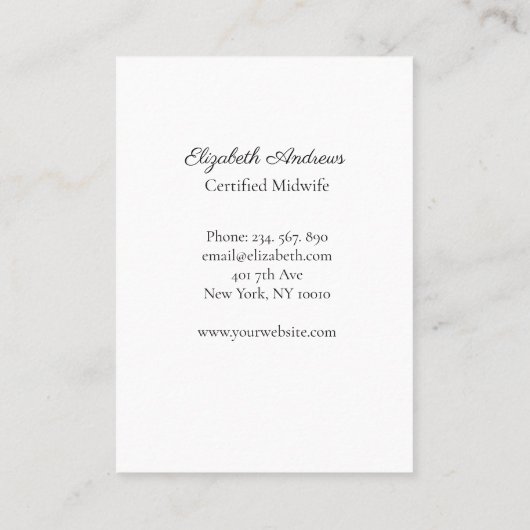 Handen met een baby illustratie, wit visitekaartje (Achterkant)