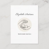 Handen met een baby illustratie, wit visitekaartje (Voorkant)