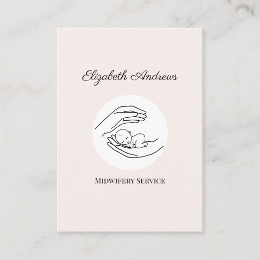 Handen met een Baby - Line Art Illustration Visitekaartje (Voorkant)