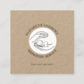 Handen met een baby-simpel-modern vierkante visitekaartje (Voorkant)