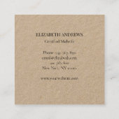 Handen met een baby-simpel-modern vierkante visitekaartje (Achterkant)