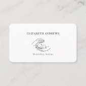 Handen met een baby-simpel-modern visitekaartje (Voorkant)