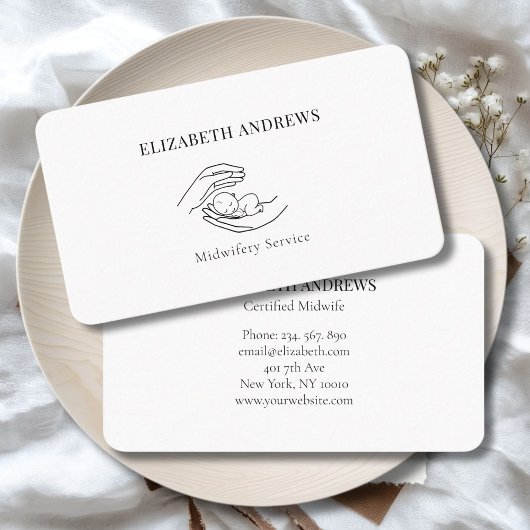 Handen met een baby-simpel-modern visitekaartje