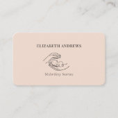 Handen met een baby-simpel-modern visitekaartje (Voorkant)