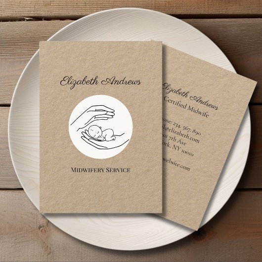 Handen met een baby -white dot-simpel-modern visitekaartje