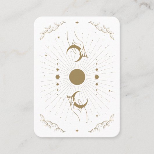 Handen met Moons Tarot Psychic Visitekaartje (Voorkant)