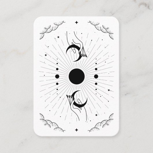 Handen met Moons Tarot Psychic Visitekaartje (Voorkant)