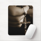Handen met Rosary in Sepia Muismat (Met muis)