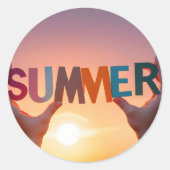 Handen met zomertekst ronde sticker (Voorkant)