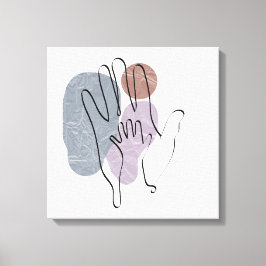 Handen Moeder Kind Lijn Kunst Liefde Canvas Afdruk