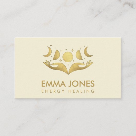 Handen - Monen - Visitekaartje met pasta-goud (Voorkant)