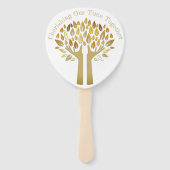 Handen omhoog bomen verlaten Familie reünie Party  Handwaaier (Achterkant)