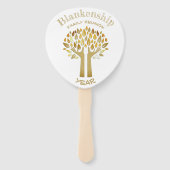 Handen omhoog bomen verlaten Familie reünie Party  Handwaaier (Voorkant)