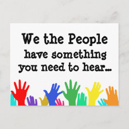 Handen omhoog boodschap aan gekozen ambtenaren briefkaart