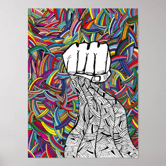 Handen omhoog. Psychedelic trip art. Poster (Voorkant)