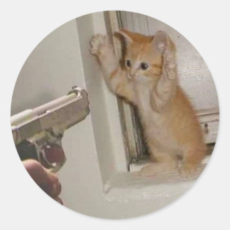 Handen omhoog! ronde sticker