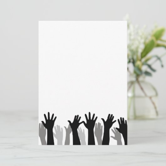 Handen omhoog silhouet, hand omhoog, protest aankondiging (Staand voorkant)