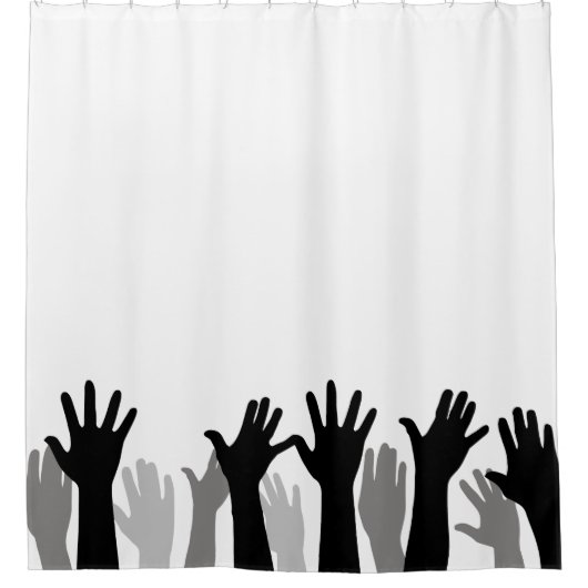 Handen omhoog silhouet, hand omhoog, protest douchegordijn (Voorkant)