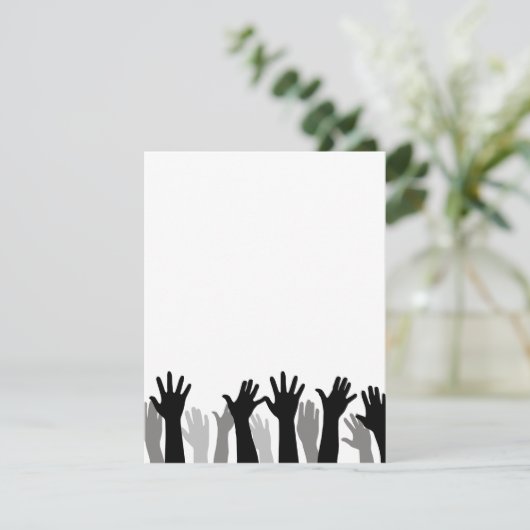 Handen omhoog silhouet, hand omhoog, protest feestdagenkaart (Staand voorkant)