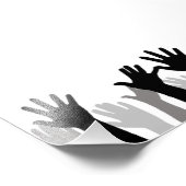 Handen omhoog silhouet, hand omhoog, protest foto afdruk (Hoek)