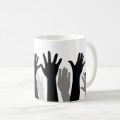 Handen omhoog silhouet, hand omhoog, protest koffiemok (Voorkant rechts)