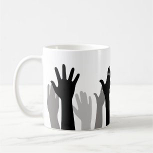 Handen omhoog silhouet, hand omhoog, protest koffiemok