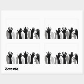 Handen omhoog silhouet, hand omhoog, protest rechthoekige sticker (Vel)