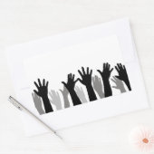 Handen omhoog silhouet, hand omhoog, protest rechthoekige sticker (Envelop)