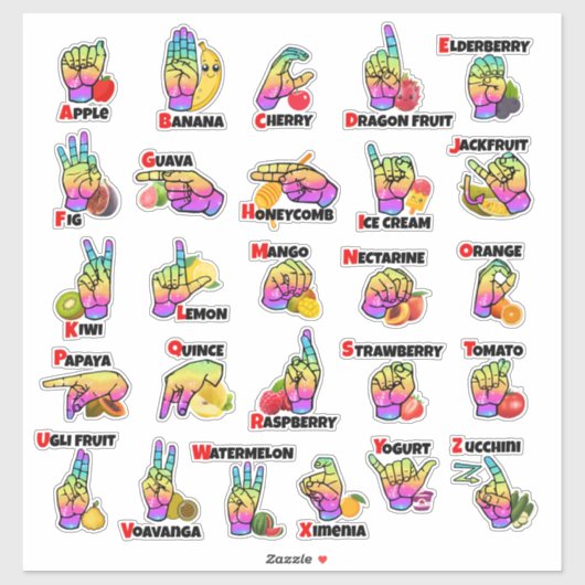 Handen & Oogst: Leer ASL met Fruit Sticker (Vel)