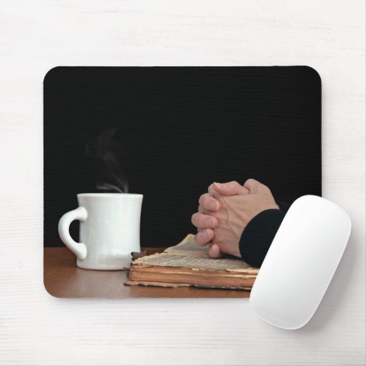 Handen op bijbel bidden muismat (Met muis)