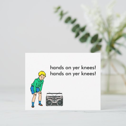 handen op je knieën ! briefkaart (Staand voorkant)