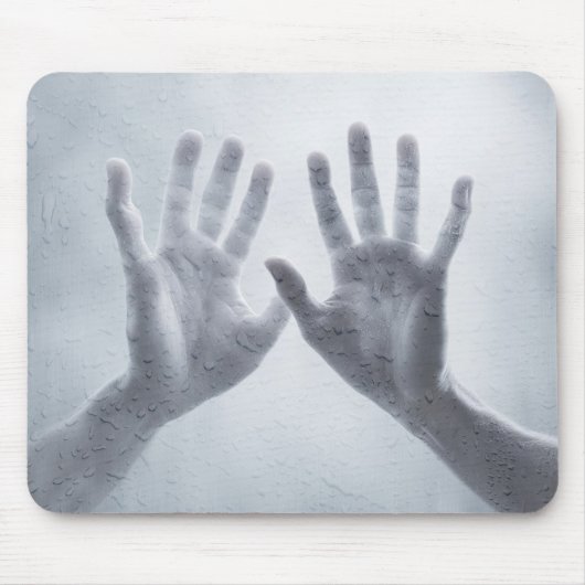 Handen op nat stoomglas muismat (Voorkant)