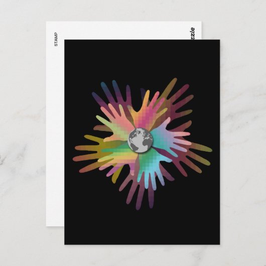 Handen over de hele wereld briefkaart (Voorkant / Achterkant)