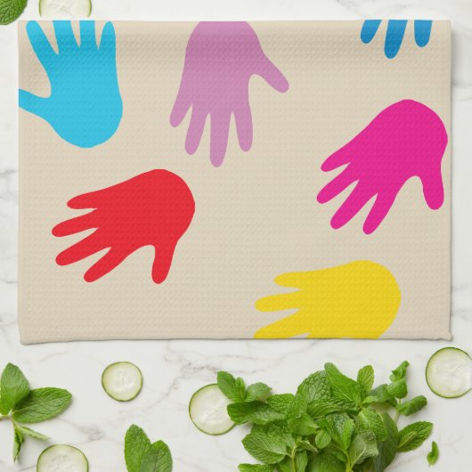 Handen over de hele wereld keukenhanddoek (Gevouwen)