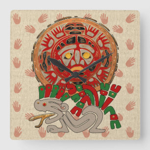 Handen over de zon vierkante klok