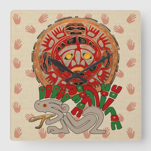 Handen over de zon vierkante klok (Voorkant)