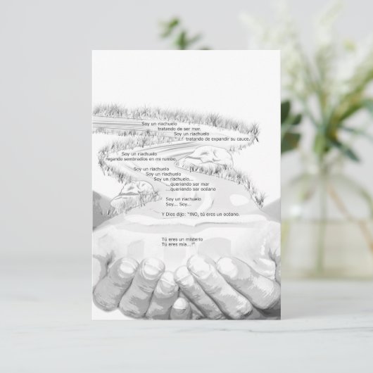 handen, rivier, Spaans gebed Bedankkaart (Staand voorkant)