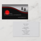 Handen, rode vlek, metallisch effect visitekaartje (Voorkant / Achterkant)