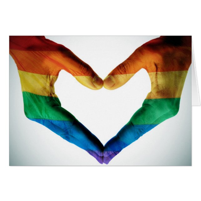 Handen schilderd als regenbooghart (Voorkant Horizontaal)