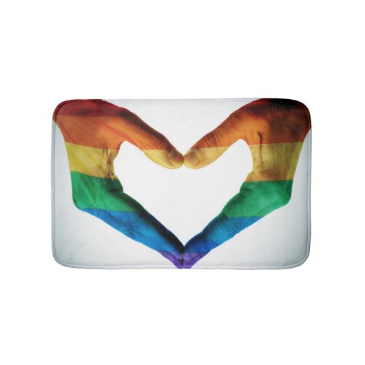 Handen schilderd als regenbooghart badmat (Voorkant)