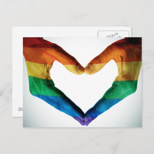 Handen schilderd als regenbooghart briefkaart (Voorkant / Achterkant)
